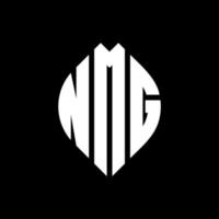 NMG circle letter logo design with circle and ellipse shape. NMG ellipse letters with typographic style. The three initials form a circle logo. NMG Circle Emblem Abstract Monogram Letter Mark Vector. vector