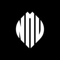 NMU circle letter logo design with circle and ellipse shape. NMU ellipse letters with typographic style. The three initials form a circle logo. NMU Circle Emblem Abstract Monogram Letter Mark Vector. vector