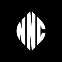 NNC circle letter logo design with circle and ellipse shape. NNC ellipse letters with typographic style. The three initials form a circle logo. NNC Circle Emblem Abstract Monogram Letter Mark Vector. vector
