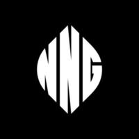 NNG circle letter logo design with circle and ellipse shape. NNG ellipse letters with typographic style. The three initials form a circle logo. NNG Circle Emblem Abstract Monogram Letter Mark Vector. vector