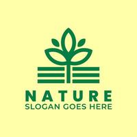 natural logo template with vintage style and geometric shapes vector
