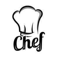 plantilla de logotipo de chef en forma de toque blanches sobre fondo aislado vector