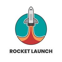 rocket launch logo template isolated background vector