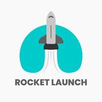 rocket launch logo template isolated background vector