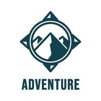 plantilla de logotipo de aventurero al aire libre con forma de montaña en un fondo aislado vector