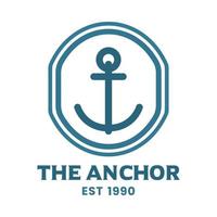 marine logo with anchor shape on isolated background vector