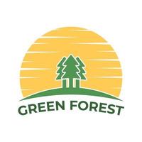 green forest logo template on isolated background vector