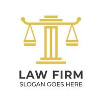 law firm logo template with scale shape on isolated background vector