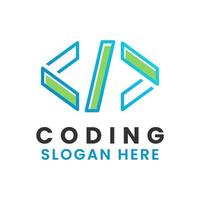 coding logo template on isolated background vector