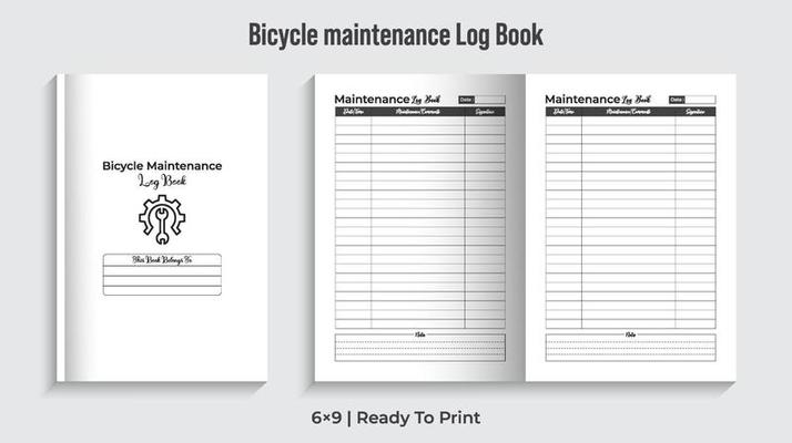 Bicycle Maintenance logbook. Bicycle Notebook