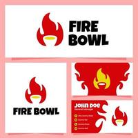 Fire Bowl Logo Design with Business Card Template vector