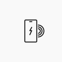 Smartphone with wireless charging technology line icon. Charging smartphone via wireless charging symbol. vector