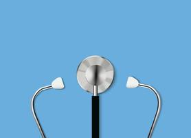 estetoscopio 3d. Instrumento médico para escuchar la acción del corazón o la respiración, que normalmente tiene un pequeño resonador en forma de disco que se coloca contra el pecho y dos tubos conectados a los auriculares. vector