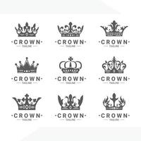 conjunto de logotipos de elementos de corona de lujo vector