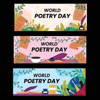 conjunto de banners del día mundial de la poesía vector