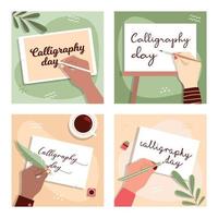 Calligraphy Day, People Writing On The Paper vector