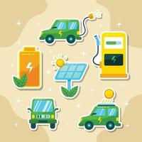 Electric Car Sticker Pack Concept vector