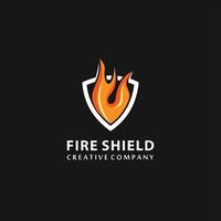 Fire shield logo design element. Fire warning sign shield. vector