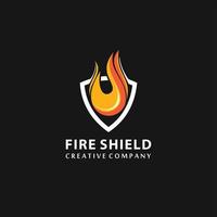 Fire shield logo design element. Fire warning sign shield. vector