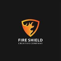 Fire shield logo design element. Fire warning sign shield. vector