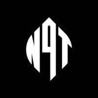 NQT circle letter logo design with circle and ellipse shape. NQT ellipse letters with typographic style. The three initials form a circle logo. NQT Circle Emblem Abstract Monogram Letter Mark Vector. vector