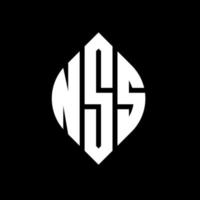 NSS circle letter logo design with circle and ellipse shape. NSS ellipse letters with typographic style. The three initials form a circle logo. NSS Circle Emblem Abstract Monogram Letter Mark Vector. vector