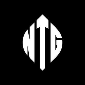 diseño de logotipo de letra de círculo ntg con forma de círculo y elipse. ntg letras elipses con estilo tipográfico. las tres iniciales forman un logo circular. vector de marca de letra de monograma abstracto del emblema del círculo ntg.