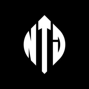 diseño de logotipo de letra circular ntj con forma de círculo y elipse. ntj letras elipses con estilo tipográfico. las tres iniciales forman un logo circular. vector de marca de letra de monograma abstracto del emblema del círculo de ntj.