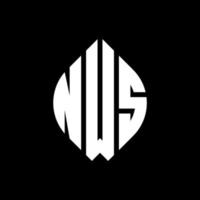 NWS circle letter logo design with circle and ellipse shape. NWS ellipse letters with typographic style. The three initials form a circle logo. NWS Circle Emblem Abstract Monogram Letter Mark Vector. vector