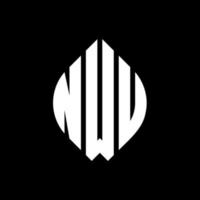 NWU circle letter logo design with circle and ellipse shape. NWU ellipse letters with typographic style. The three initials form a circle logo. NWU Circle Emblem Abstract Monogram Letter Mark Vector. vector