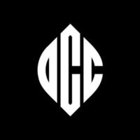 OCC circle letter logo design with circle and ellipse shape. OCC ellipse letters with typographic style. The three initials form a circle logo. OCC Circle Emblem Abstract Monogram Letter Mark Vector. vector
