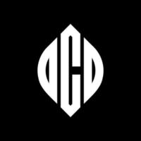 OCO circle letter logo design with circle and ellipse shape. OCO ellipse letters with typographic style. The three initials form a circle logo. OCO Circle Emblem Abstract Monogram Letter Mark Vector. vector