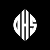 OHS circle letter logo design with circle and ellipse shape. OHS ellipse letters with typographic style. The three initials form a circle logo. OHS Circle Emblem Abstract Monogram Letter Mark Vector. vector