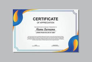 certificate template design in orange and blue for business and graduation. vector