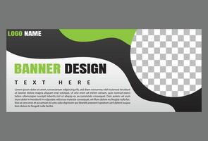 diseño de plantilla de banner horizontal en color verde para negocios, empresa y promoción. vector