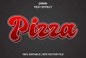 efecto de texto de pizza con color rojo editable. vector