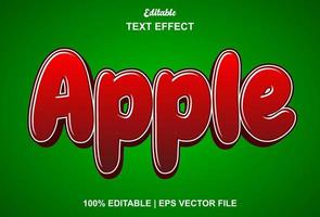 apple text effect with red color and editable.