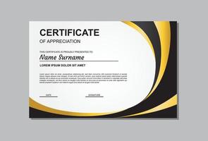 diseño de plantilla de certificado con color dorado y negro para empresas y otros. vector