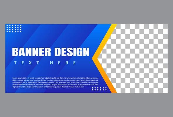 horizontal banner template design in blue color for business, company and promotion.