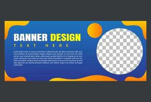 horizontal banner template design in blue color for business, company and promotion. vector