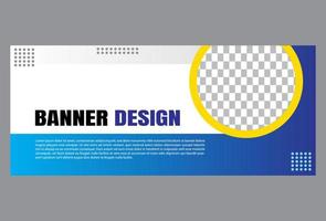 horizontal banner template design in blue color for business, company and promotion. vector