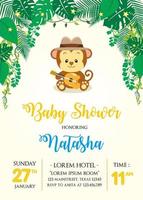 invitación de baby shower con lindo mono vector