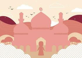 Vector banner illustration of mosque silhouette
