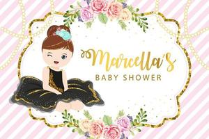 diseño de banner de baby girl shower con linda bailarina