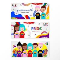 diseños de banner web de soporte lgbt vector