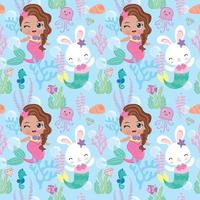 Cute little mermaid pattern for kids fashion artwork, children books, paper, prints, greeting cards, wallpapers vector