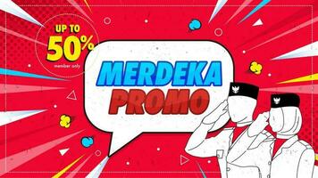 promoción de banner de venta de merdeka con fondo rojo vector