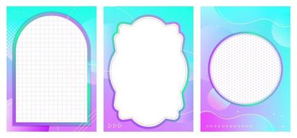 Rainbow gradients background set with frame vector