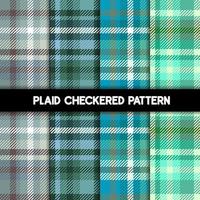 Plaid Checkered Fabric Pattern and seamless green collection vector