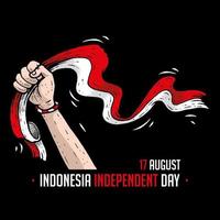 Hands waving flag in indonesia independent day vector